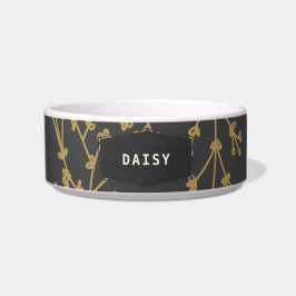 Tigela Personalizada Chic Preto Botânico para Pet