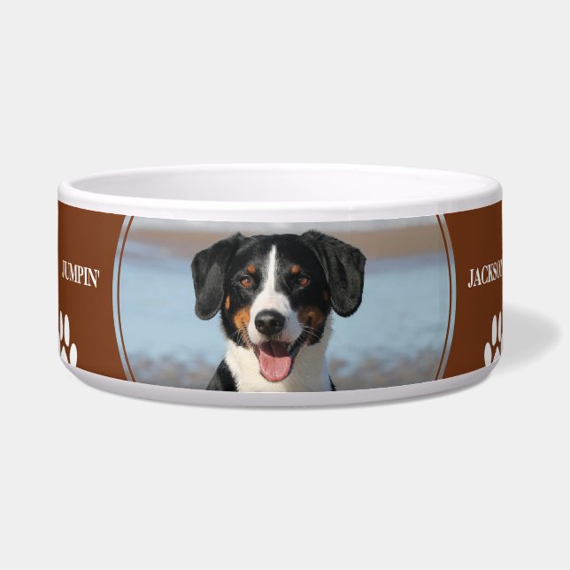 Tigela Personalizada com Impressão de Pata Marrom  (Frente)