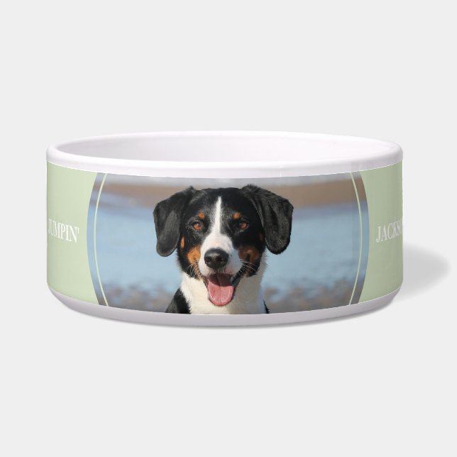 Tigela Personalizada com Pegada Verde Clara e Foto (Frente)