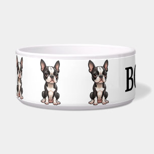 Tigela Personalizada do Boston Terrier de Desenho
