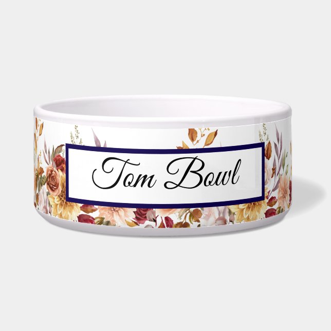 Tigela Personalizada Floral com Nome de Pet (Esquerda)