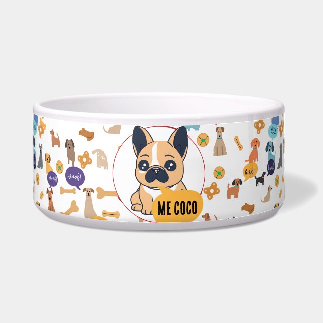 Tigela personalizada para Bulldog Francês – Design (Frente)