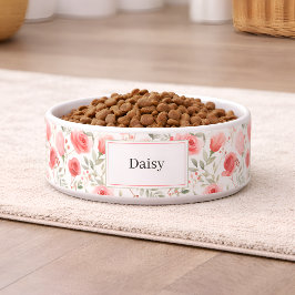Tigela Personalizada para Cachorro com Flores e No
