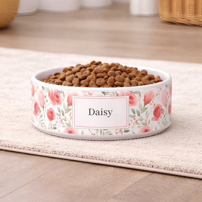 Tigela Personalizada para Cachorro com Flores e No (Criador carregado)