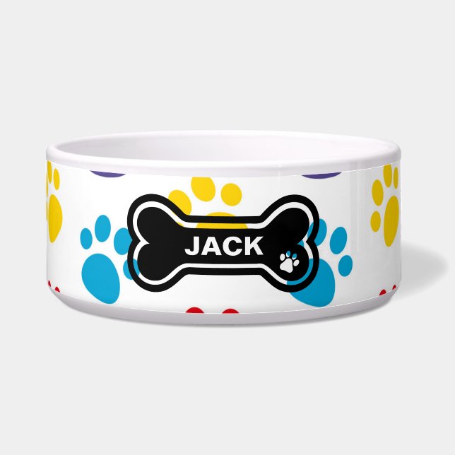 Tigela personalizada para cães com impressão de pa (Frente)
