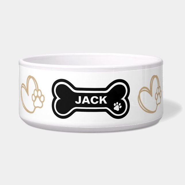 Tigela personalizada para cães com impressão de pa (Frente)