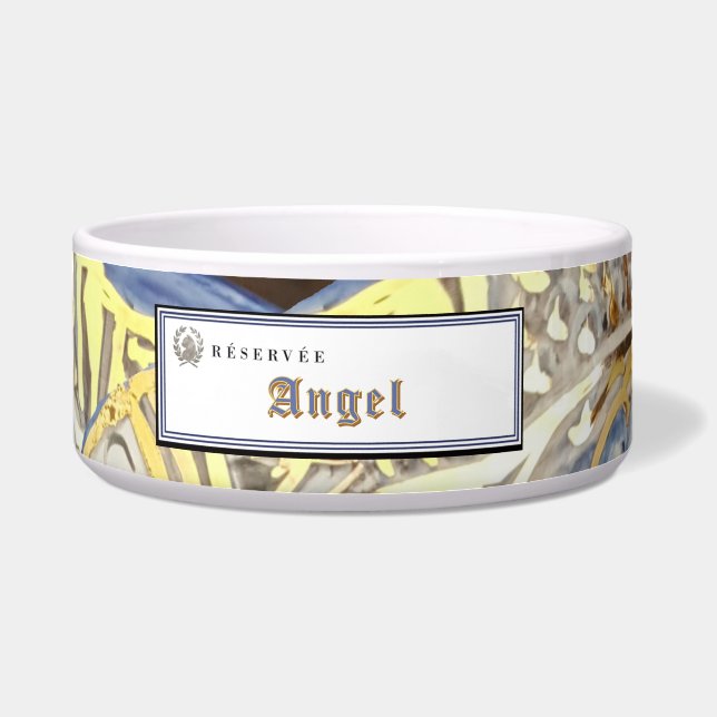 Tigela Personalizada para Gato com Folha de Ouro P (Frente)