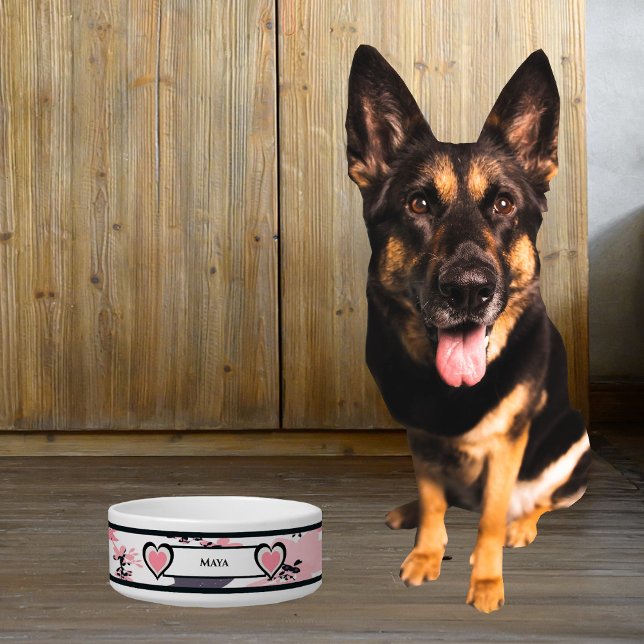 Tigela Personalizada Rosa Abstrata para Cachorro c (Criador carregado)