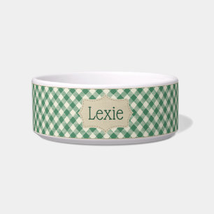 Tigela Personalizada Xadrez Verde e Branco para Pe