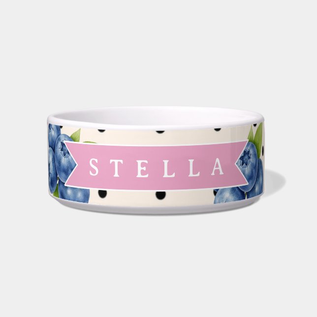 Tigela Personalizado com Bolinhas Azuis de Mirtilo Fofo V (Frente)