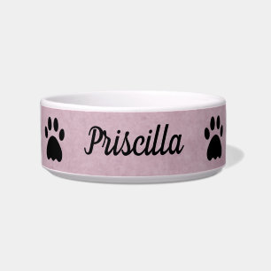 Tigela Personalizado com Nome   Rosa com patas