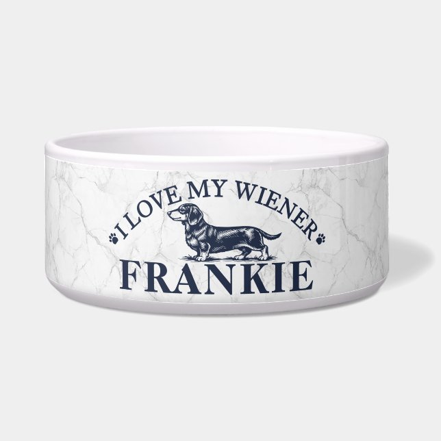 Tigela Personalizado Eu Amo Meu Dachshund (Frente)