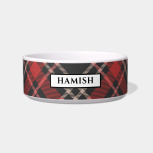 Tigela Personalizado Preto Vermelho e Creme Padrão Xadrez