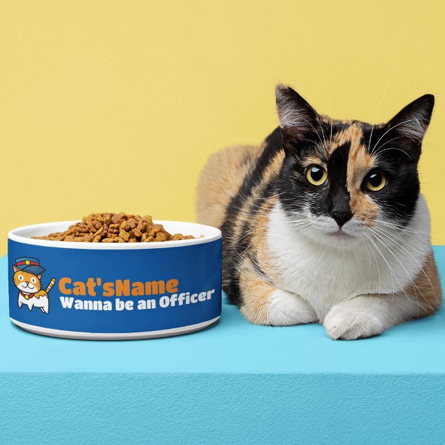 Tigela Personalize Cat's wanna be an Officer (Criador carregado)