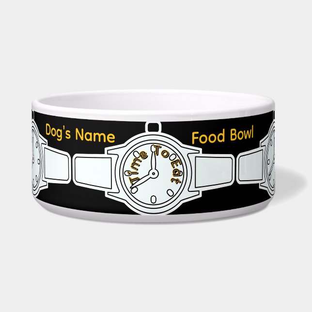 Tigela Personalize Nome do Cachorro Hora de Comer Comida  (Frente)