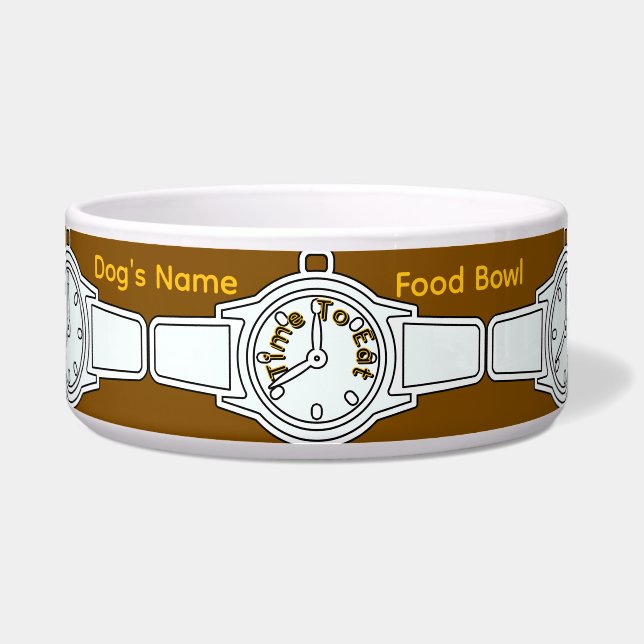 Tigela Personalize o nome do cão, hora de comer a Comida  (Frente)