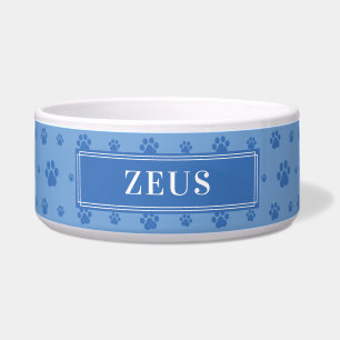 Tigela Personalize seu nome de cão Blue Paws Cerâmica Pet