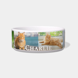 Tigela Personalized 6 Photo Pet Name Collage Ceramic Cat