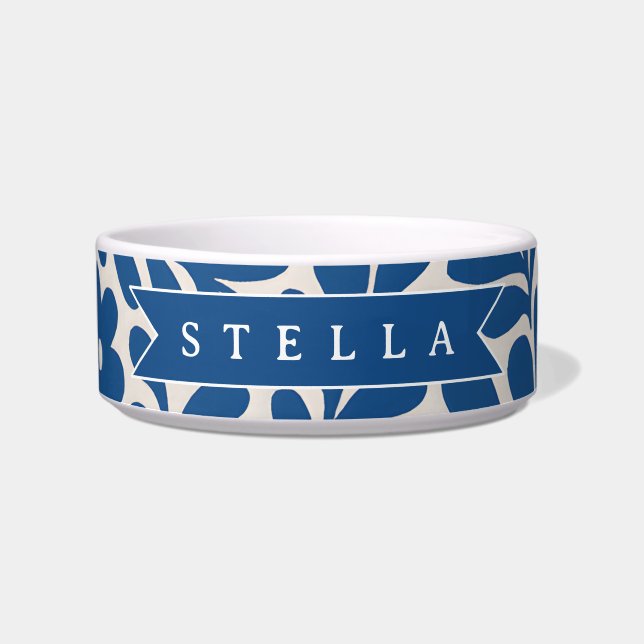 Tigela Personalized Blue Folk Floral Nordic Custom (Frente)
