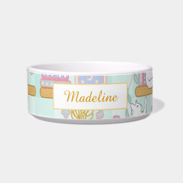 Tigela Personalized Cat Name Green Library Bowl Ceramic