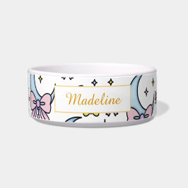 Tigela Personalized Cat Name Moon Bows White Bowl Ceramic