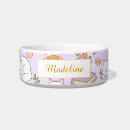 Tigela Personalized Cat Name Pastel Purple Bowl Ceramic