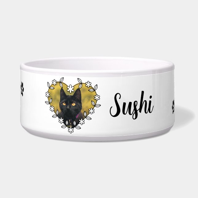 Tigela Personalized Cat Photo Ceramic Pet Bowl (Frente)