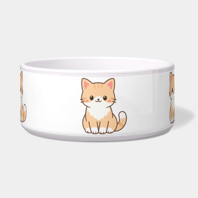 Tigela Personalized Cute Cat Gift – Custom Pet Name Minim (Frente)