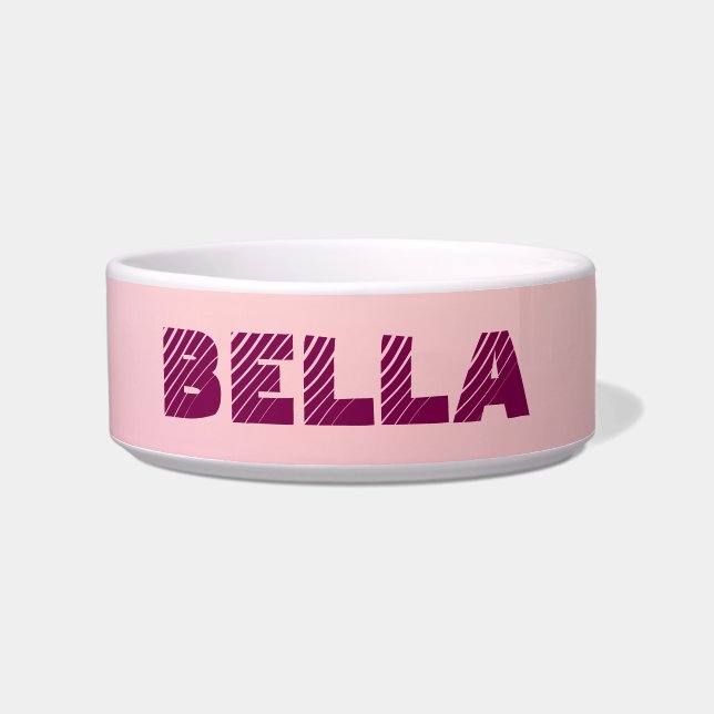Tigela Personalized Modern Pink Dog`s Name  (Frente)