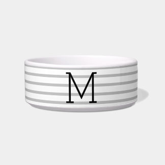 Tigela Personalized Modern Stripe Custom Initial Pet Bowl