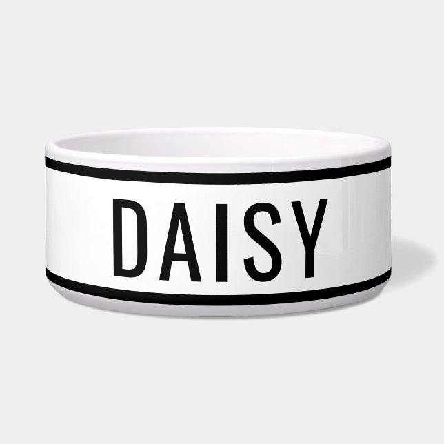 Tigela Personalized Name Classic White Black Minimalist (Frente)