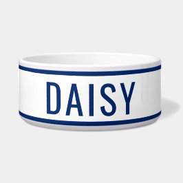Tigela Personalized Name Classic White Navy Minimalist