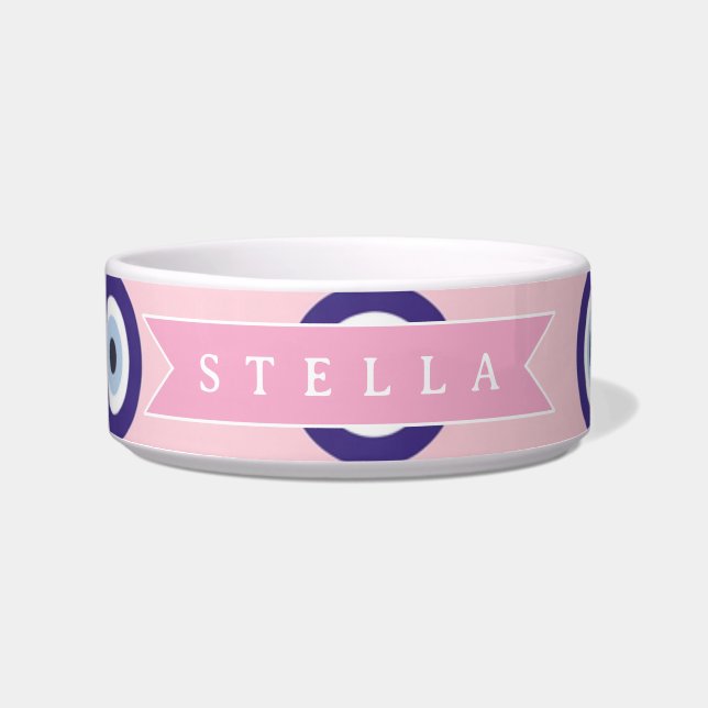 Tigela Personalized Pink Evil Eye Pattern Gifts With Name (Frente)
