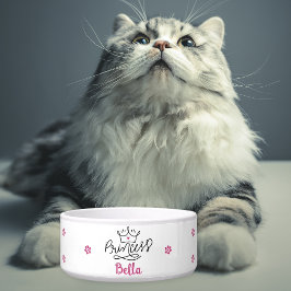 Tigela Personalized Pink Princess Cat