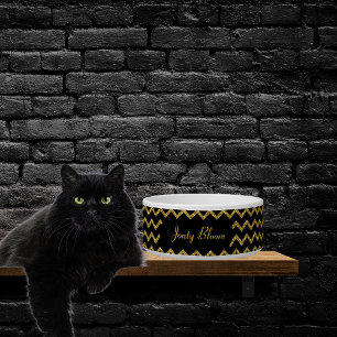 Tigela Pessoal Glitter Dourado E Preto Chevron Animais De