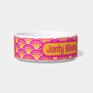Tigela Pet Amarelo Rosa Quente Onda Do Oceano Japonês