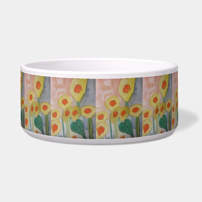 Tigela Pet Bowl, abstrato Sunflower Cerâmica (Frente)
