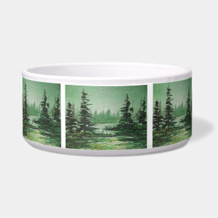 Tigela Pet Bowl Ann Hayes Pintando Floresta Verde
