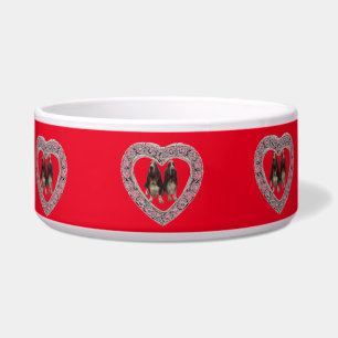 Tigela Pet Bowl Basset Hounds Em Rosa Em Diamante Cardíac
