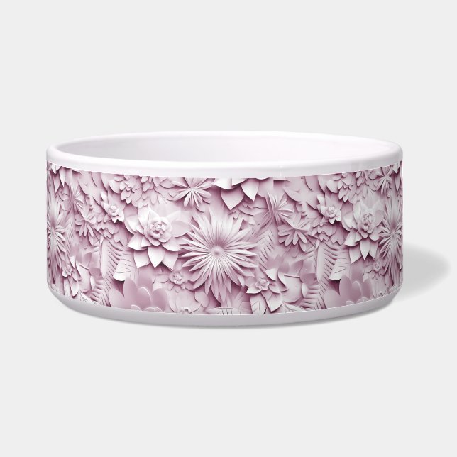 Tigela Pet Bowl, Cerâmica Floral Rosa (Frente)