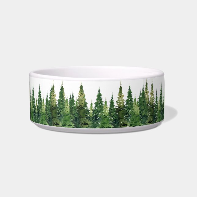 Tigela Pet Bowl Cerâmica - Floresta de Aquarela (Frente)