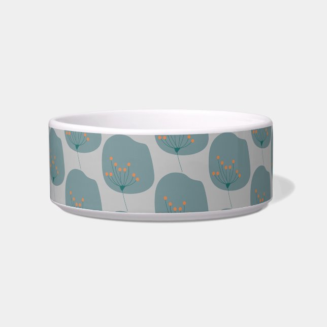 Tigela Pet Bowl, Cinza Simples Minimalista, Azul (Frente)