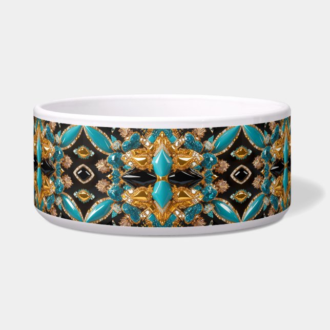 Tigela Pet Bowl com as cores das Bahamas Design abstrato (Frente)
