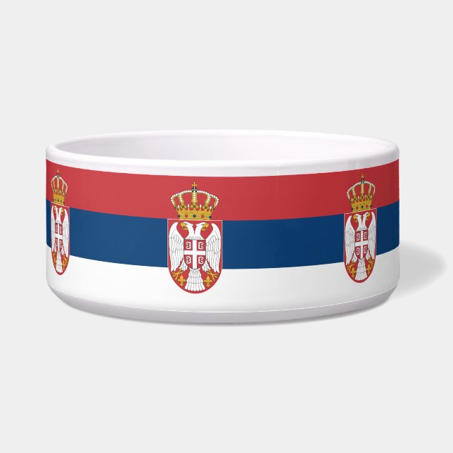 Tigela Pet Bowl com bandeira da Sérvia (Frente)