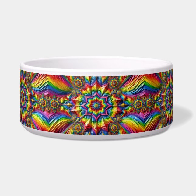 Tigela Pet Bowl com cores LGBTQ Design abstrato (Frente)