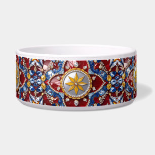Tigela Pet Bowl com design abstrato colombiano de cores