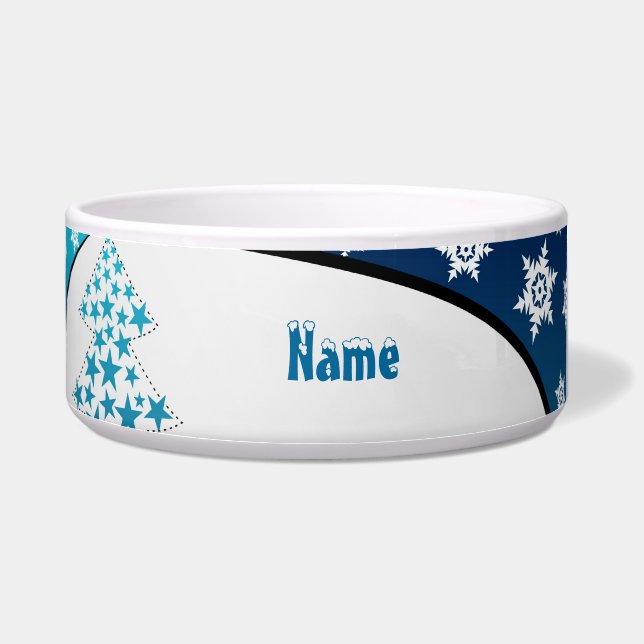 Tigela Pet Bowl com Floco de Neve Azul Personalizado (Direita)
