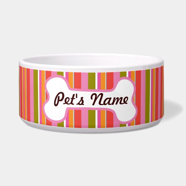 Tigela Pet Bowl com striptease com osso personalizado (Frente)