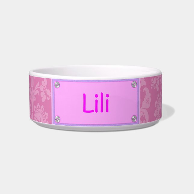 Tigela Pet Bowl, cor-de-rosa, personalizado (Frente)
