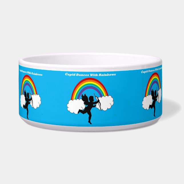 Tigela Pet Bowl Cupid Dança Com Rainbows (Frente)